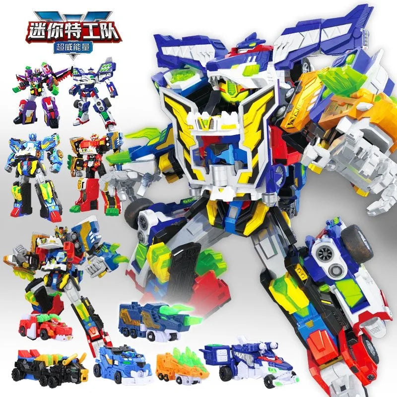 MiniForce 6 V Rangers VOLT LEGEND KING V 6 in 1 Transformation Combiner Deformation Robot Action Figure Toys