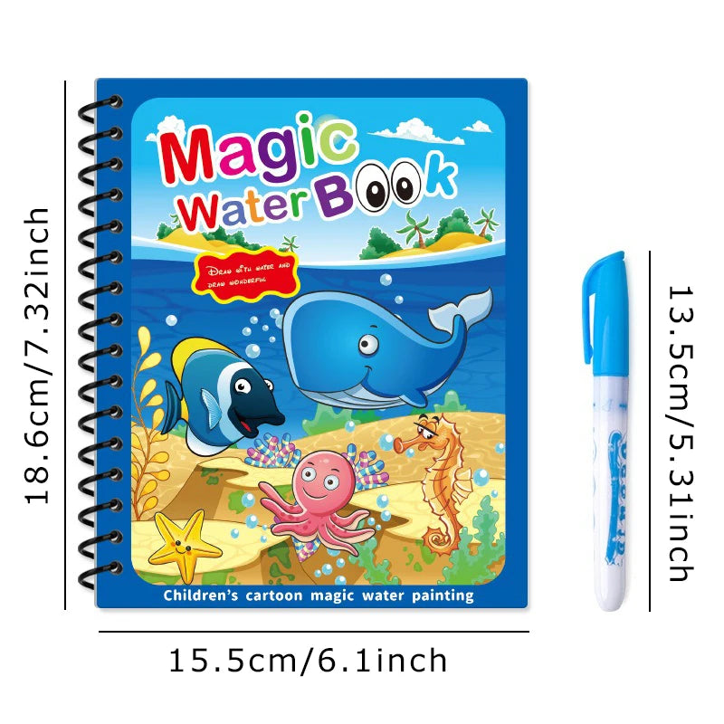 1Set Magic Water Drawing Book for Kids Reusable Water Coloring Book with Pen No Mess Painting Pad Early Educational Learning ZYF