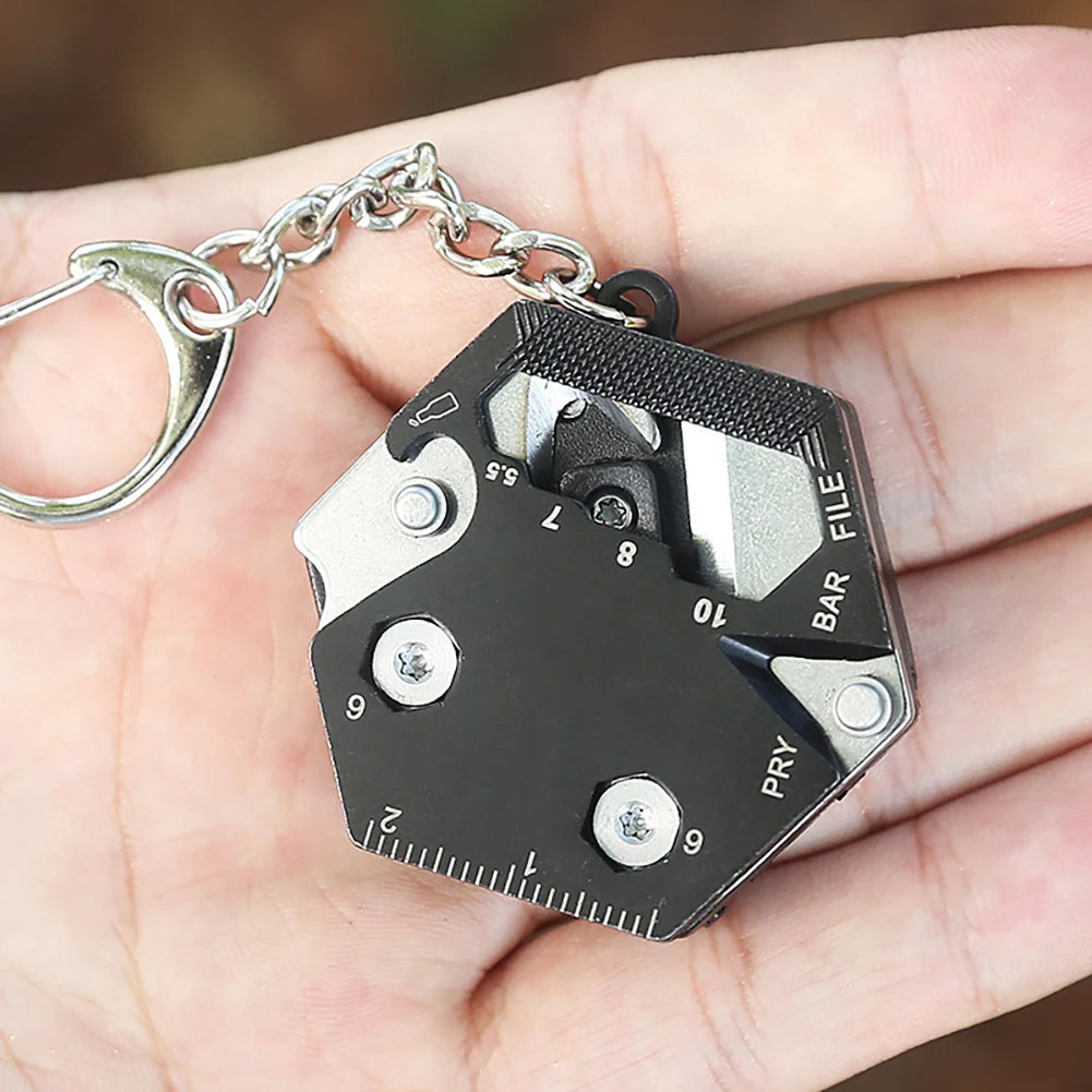Keychain Screwdriver Multifunctional Hexagon Coin Outdoor EDC Tool Folding Knife Pocket Mini Multitool Coltello Gear Pee Gadgets