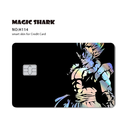 Magic Shark Goku Vegeta Cool Shinny Holographic Laser Credit Debit Card Sticker Film Front Skin Cover
