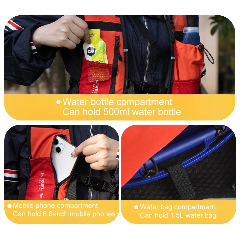 WRELS Running Vest Lightweight Hydration Vest with Water Bladder Hydration Backpack for Marathon Trail Cycling Hiking Jogging