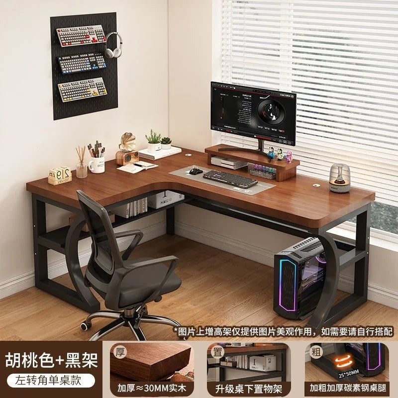 Computer Desk Corner Multi Functional Double Writing Table L Shaped Office Desk with Bookshelf Study Desk for Home Furniture