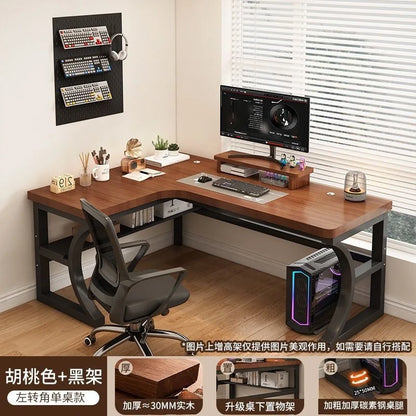 Computer Desk Corner Multi Functional Double Writing Table L Shaped Office Desk with Bookshelf Study Desk for Home Furniture
