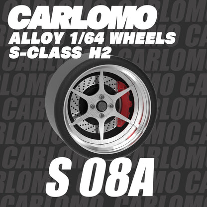 Carlomo S-Class Brand New 1/64 Alloy Wheels Rubber Tires with Brake Disc Assembly Rims for Model Diecast Car for model cars