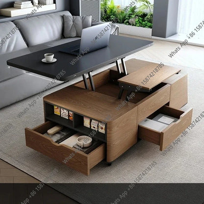Io S Two-in-one Household With Stool Living Room Multifunctional Rock Slab Lift Coffee Table Dining Table Integrated Dual-purpo