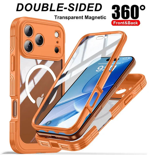 For MagSafe Wireless Charging 360° Fully Protected Double-sided Transparent Magnetic Case For iPhone 17 Pro Max&Air Back Cover