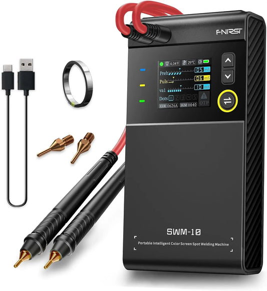 FNIRSI 1200A Portable Spot Welder, Dual Pulse 4 Gears Adjustable, for 0.1-0.25mm Nickel/Steel Strip & 18650 Battery, 5000mAh
