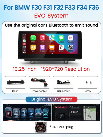 HFmidia 2026 New Linux System 10.25 12.8inch Thin Screen For BMW 3 4Series M3 M4 F30 F36 Wireless CarPlay Auto Car Video Players