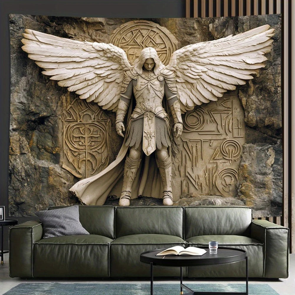 Glam Style 3D Angel Wall Tapestry for Polyester Hanging Decoration for Living Room, Bedroom, Office and Party