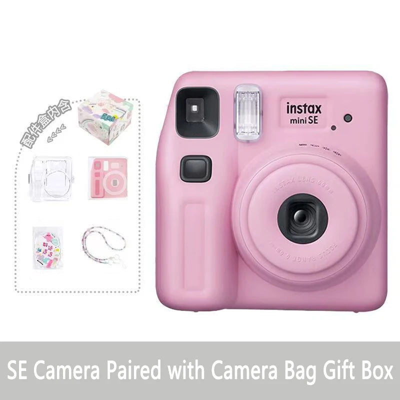 Original Fujifilm Instax Mini SE Instant Film Camera Auto-focusing Wrist Strap Birthday Christmas Optional Photo Paper Gift Box