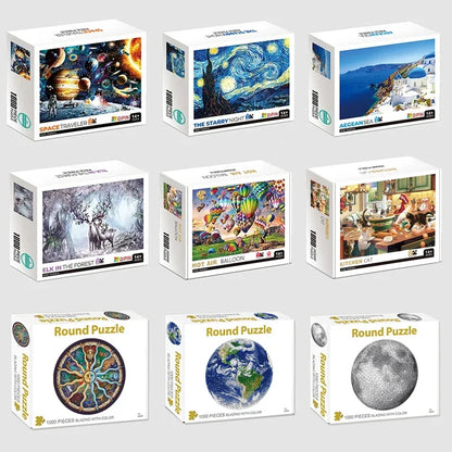 75*50cm 1000pcs Puzzle Difficult Adult World Famous Painting Puzzle Landscape Stress Relief Education Puzzle Toys