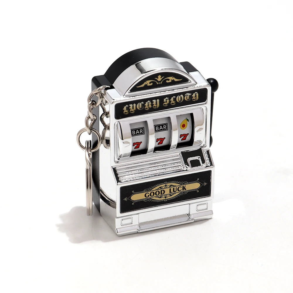 Mini Gambling Slot Machine Key Chains Creative Arcade Pocket Fruit Lucky Jackpot Gadget Antistress Toy Funny Games Keychain Ring