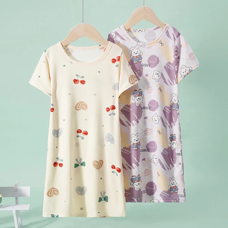 2/1 Pack Summer Girl Sweet and Lovely Princess Wind Dress Loose Plus Mermaid and Knee Skirt Comfortable Student Home Skirt