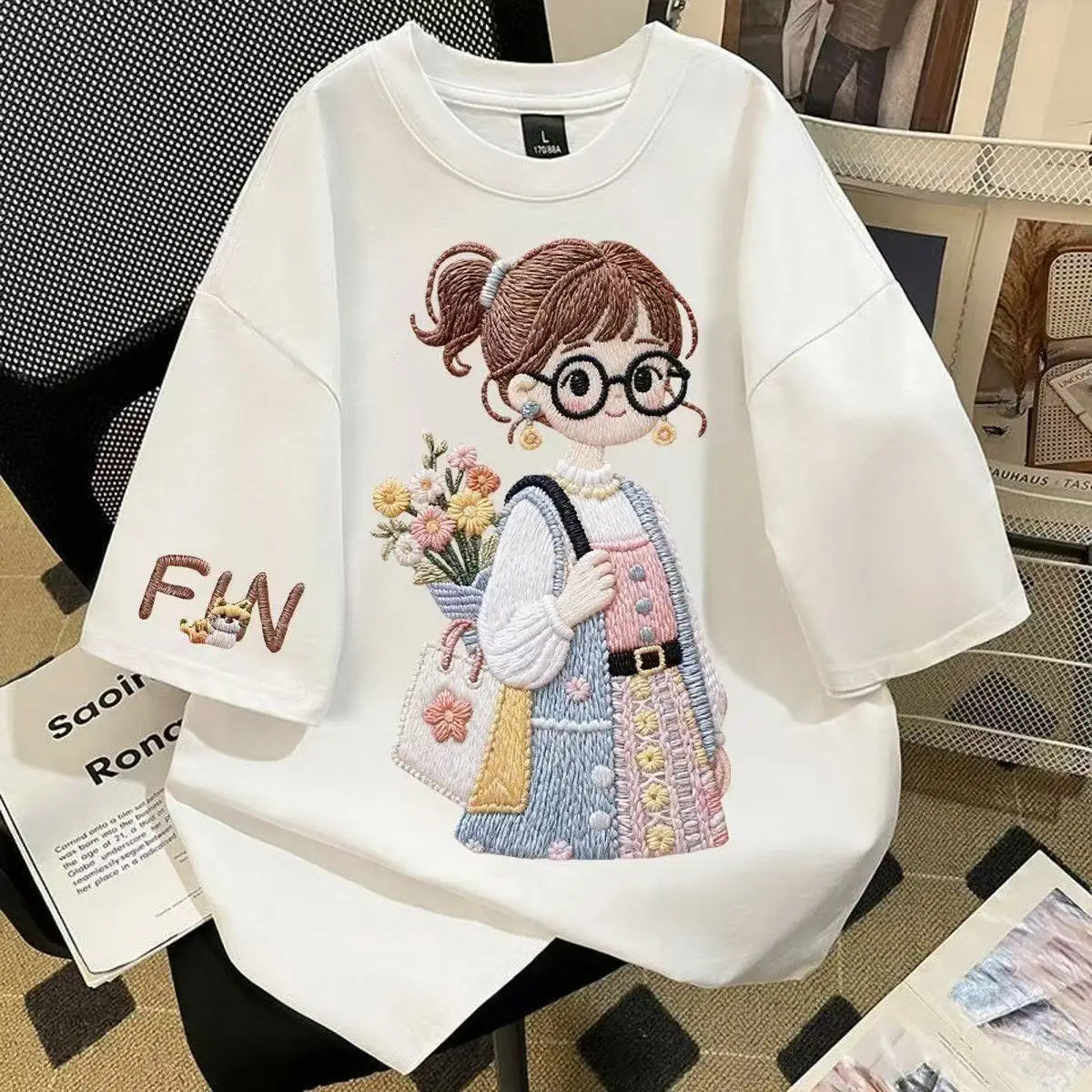 4-11T Summer Child Kids Girls Cotton Cartoon Short Sleeve T Shirt