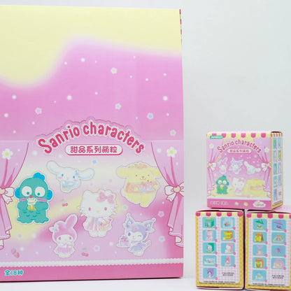 Sanrio Characters Kawaii Mini Figures Dessert Cake Puff Cookie Blind Box Toys Collection Desk Ornaments Birthday Gifts