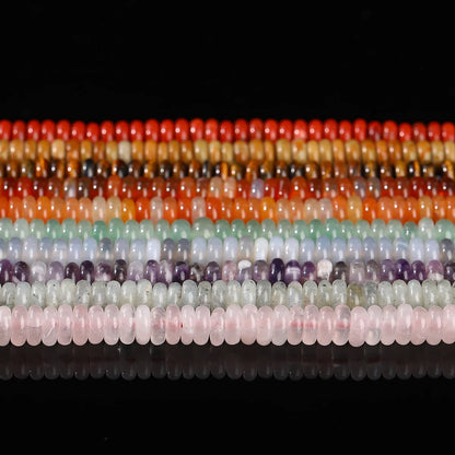 6x2mm Natural Stone Amethyst Pink Quartz Flat Rondelle Bead Smooth Loose Bead for Jewelry Making DIY Bracelet Necklace Accessory