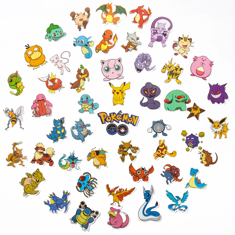 10/30/50pcs Japanese Pokemon Anime Stickers Waterproof Laptop Suitcase Bicycle Cute Sticker Packs Mix Kawaii Cartoon Decals Toy