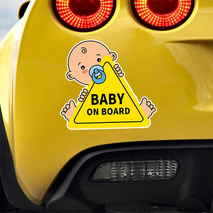 13x12cm Baby On Board Waterproof Vinyl Car Decals, for Windows, Bumper, Exterior Decorative Accessories Blocking Scratches