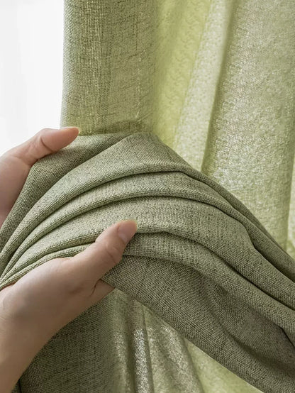 Spring and summer Japanese matcha, green cotton and linen curtains sheer curtains, opaque curtains, luxurious linen for bedrooms