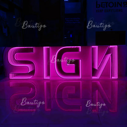 Custom Infinity Mirror LED LOGO Sign Personalized Mirror Wall Business Indoor Decoration for Bar Salon