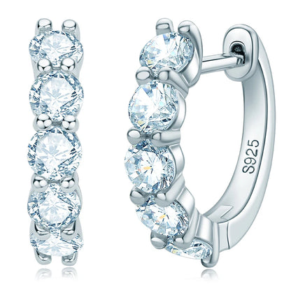 IOGOU 3.5mm D Color Moissanite Hoops Earring 100% Real 925 Silver Rose Gold Plated Huggie Earring For Women Girl Fine Jewelry