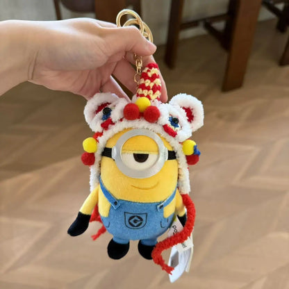 Genuine Cute Little Yellow Minion Bob Backpack Pendant Cartoon Plush Doll Keychain Bag Doll Decoration Birthday Gift
