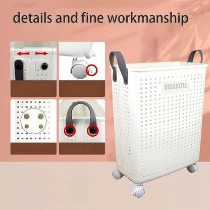 Extra Large Wheeled Folding Laundry Basket Breathable Large Capacity with Handles Suitable For Families Hotels and Dormitories