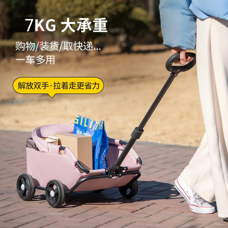 Small Pet Stroller for Dogs Cats Teddy Bears Outdoor Activities Lightweight and Foldable Car Accessories