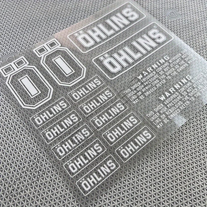 1SET OHLINS Transparent PVC Shock Absorber Decal Black Text White Background Motorcycle Bike Decor Sticker