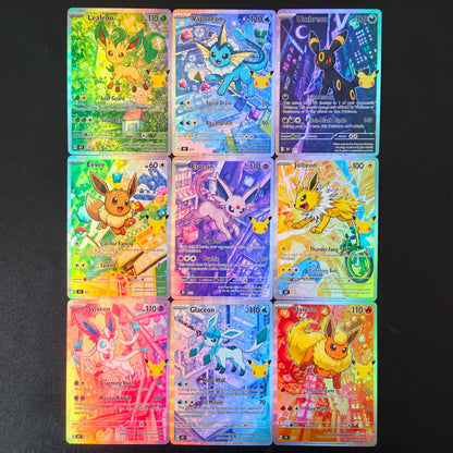 PKM 30th Anniversary Cards Eevee Series Sylveon Glaceon Umbreon Espeon Flareon Colorful Holo Foil Card DIY TCG Advanced Card
