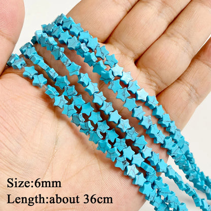 Blue Turquoise Stone Bead Irregular Round Oval Square Heart Loose Spacer DIY Beads Fit Jewelry Making Bracelet Necklace Handmade