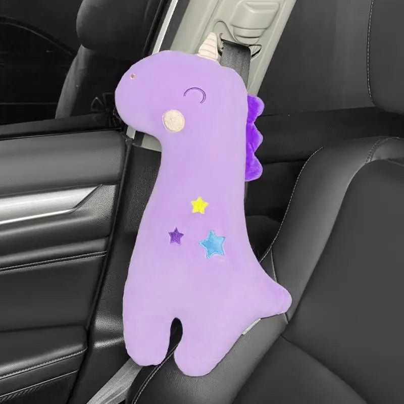 A Must - buy! Cute Dinosaur and Unicorn - shaped Car Seat Belt Shoulder Covers, Made of Plush Material, Universal for All Cars