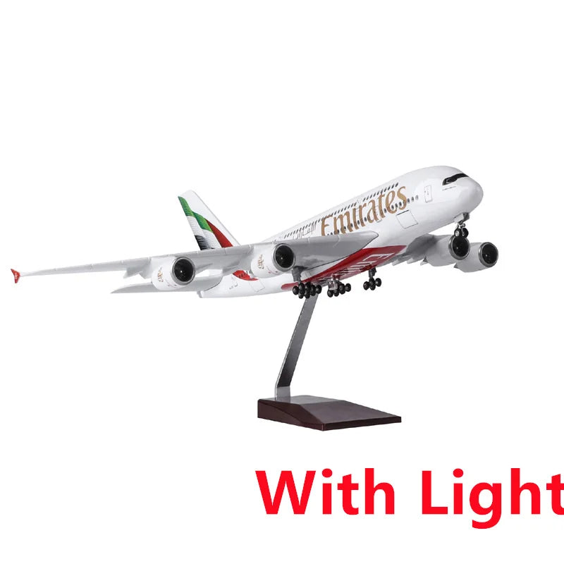 Airbus A380 UAE/Emirates Toy Plane Model 1/160 Scale 18 Inches Large Model Airplane Toy Kits with Stand Airliner Model Plane