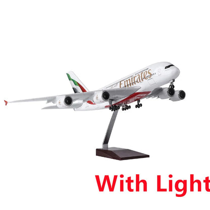 Airbus A380 UAE/Emirates Toy Plane Model 1/160 Scale 18 Inches Large Model Airplane Toy Kits with Stand Airliner Model Plane