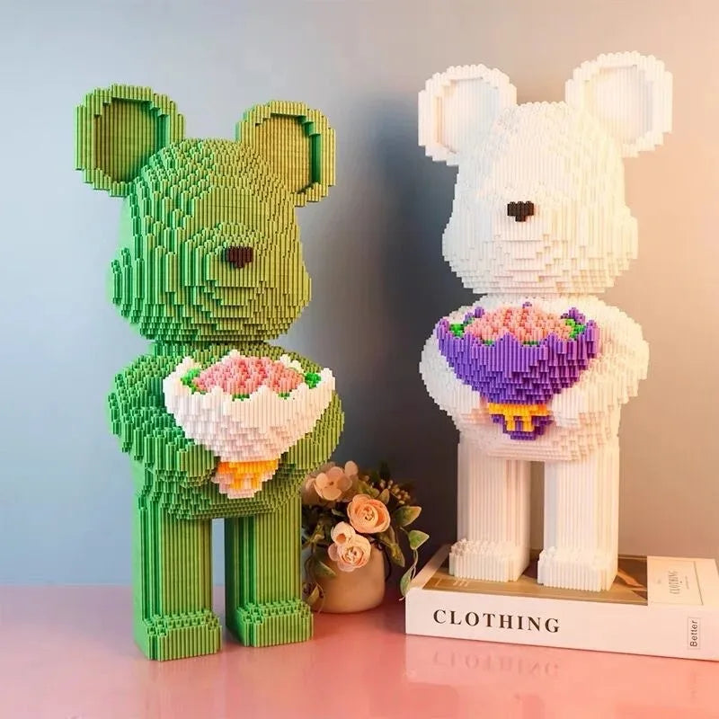 48cm Flower Violent Bear Huge  Building Block  Children's Toys with Small Particles Bricks 3D Model Children's Adult Gift
