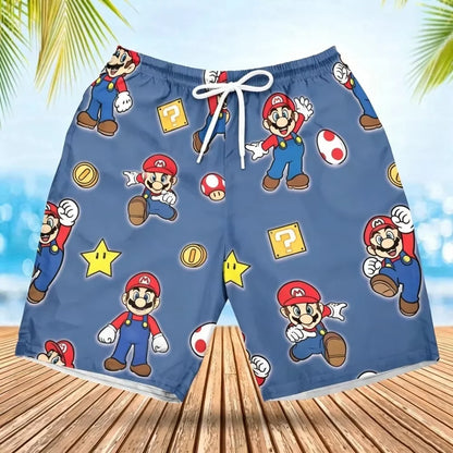2026 Summer Men's Women's Quick-Drying Beach Shorts Luigi Yoshi Printed Shorts for Beach Swimming Pools Gyms and Outdoor Sport