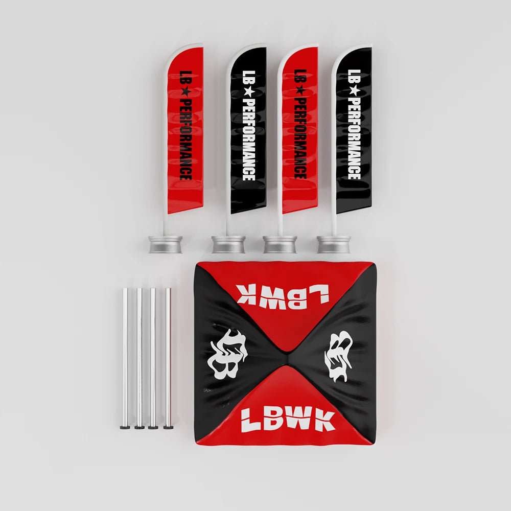 Kicarmod 1:64 DARWINPRO Battle Grey & LB Black & Red Tent Knife Flag Set - Scene Model Miniatures