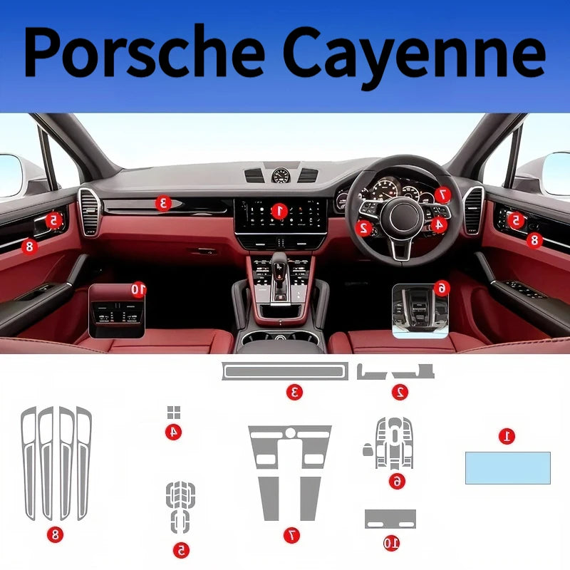For Porsche Cayenne 22-23 Models Interior Protection Dashboard Multimedia Navigation Transparent Scratch-Resistant Film Modifica