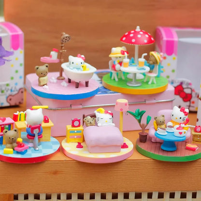 New Stock Kt Cat Worker Figurines Miniature Scenes Blind Boxes Toys Desktop Ornaments Surprise Gifts For Girls' Birthdays