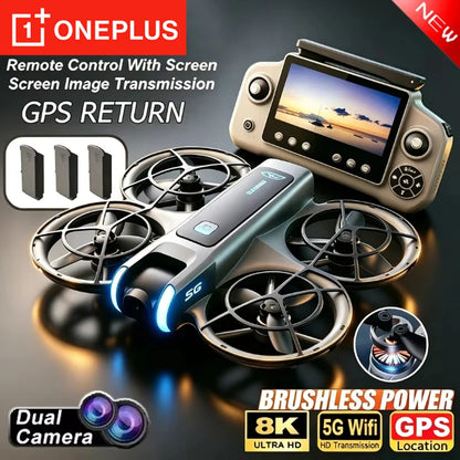 Oneplus Drone 8K Aerial HD Intelligent Avoiding Obstacle with Larger Screen Remote Control Folding Brushless Power GPS D2 Drone
