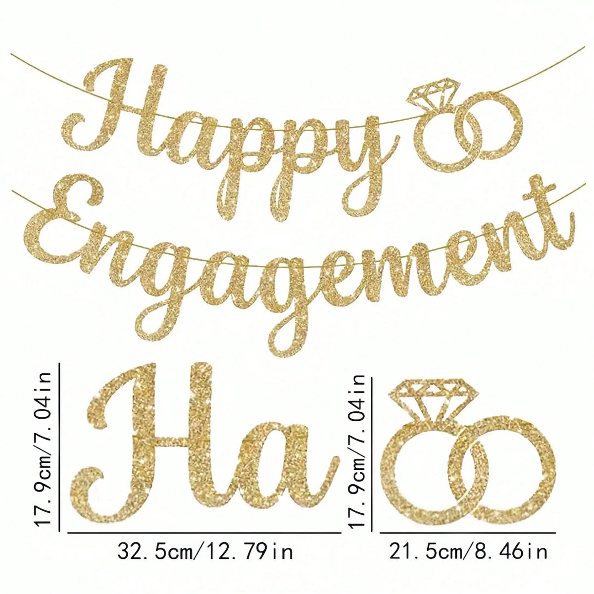 1set Happy Engagement Banner Bunting with Garland Party Decorations Bridal Wedding Engagement Party Supplies