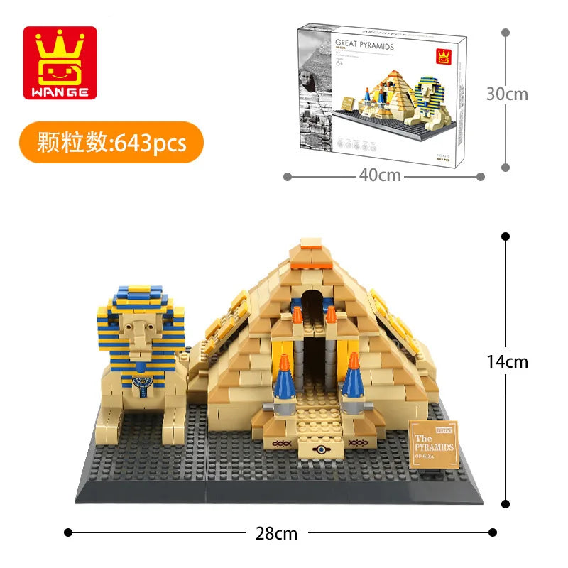 WANGE City Architecture Sydney Opera Santorini Building Blocks Chamartin Stadium Mosque Assembled Model Collection Toys For Gift