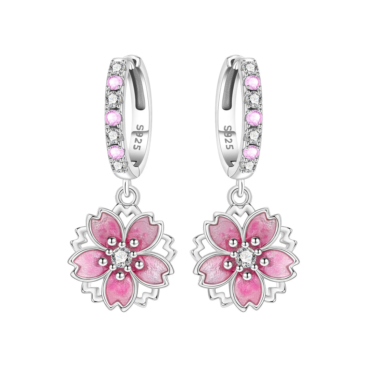 Orstarry Original 925 Sterling Silver Blue Iris Flower Earrings Women Hoop Earring Anniversary Jewelry Trendy Gifts
