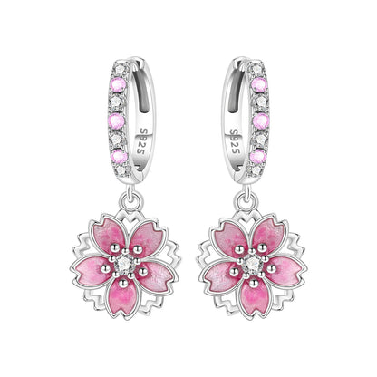 Orstarry Original 925 Sterling Silver Blue Iris Flower Earrings Women Hoop Earring Anniversary Jewelry Trendy Gifts