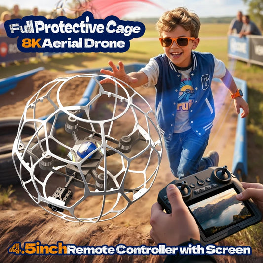 V51 Drone for Soccer Competition 3D Full Protection Brushless RC Quadcopter with HD FPV Camera RC Flying Ball Kids Gift Toys