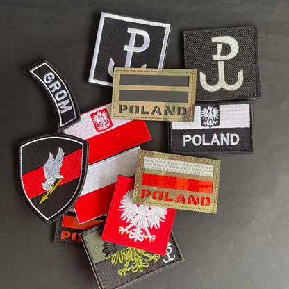 Poland Flag Polish Eagle Clothes Applique Morale Emblem Embroidery Patches,IR Reflective Badge Tactical Sticker For Backpack,Hat