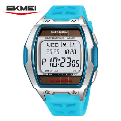 SKMEI 2750 Fashion Men Electronic Watch Solar Power Large Screen Luminous Calendar Multifunctional Outdoor Sport Watches for Man