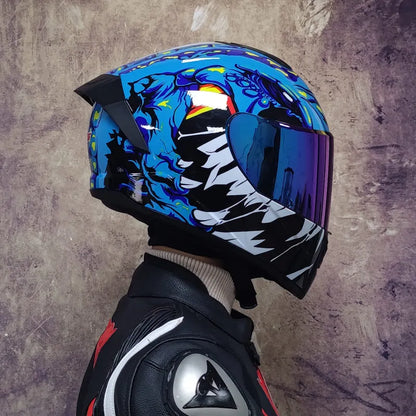 Full Face Racing Helmets Winter Warm Double Visor Motorcycle Helmet Motorbike Sports helmet LVS-701