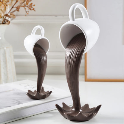 1PC, a three-dimensional suspended anti-gravity tipping coffee cup decorative item made of resin.