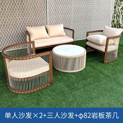 YFY  outdoor rattan sofa courtyard open-air hotel leisure dining chair garden waterproof coffee table combination